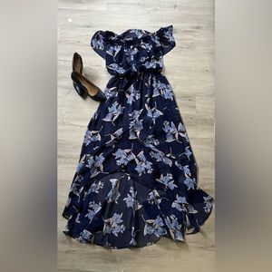 Express navy blue dress with floral design